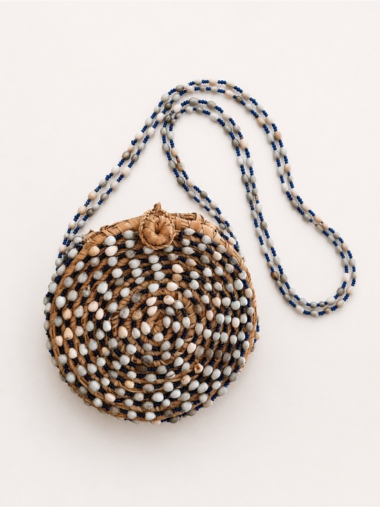 Handbags - Vintage Beaded Straw Crossbody Bag Boho Coastal Woven Shell Purse